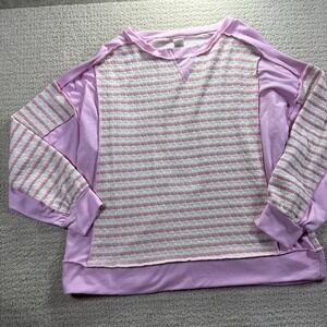 7th Ray Women's Pink/Cream Striped‎ Long Sleeve Size Medium